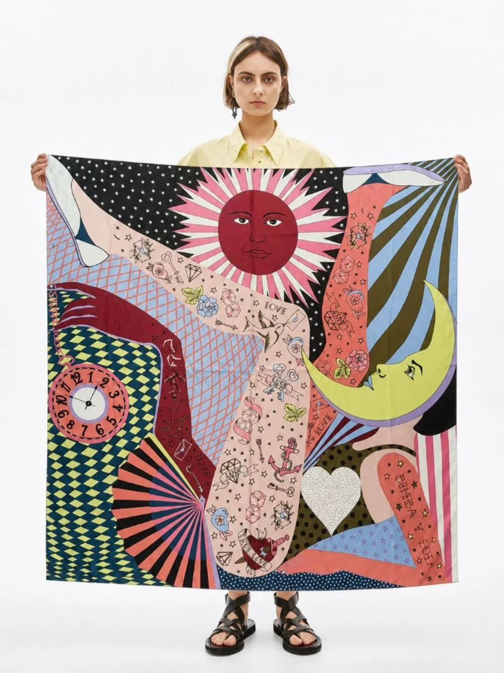 Bimba Y Lola Scarf Tattoo Legs Sun Moon Celestial Surreal Art Large Square